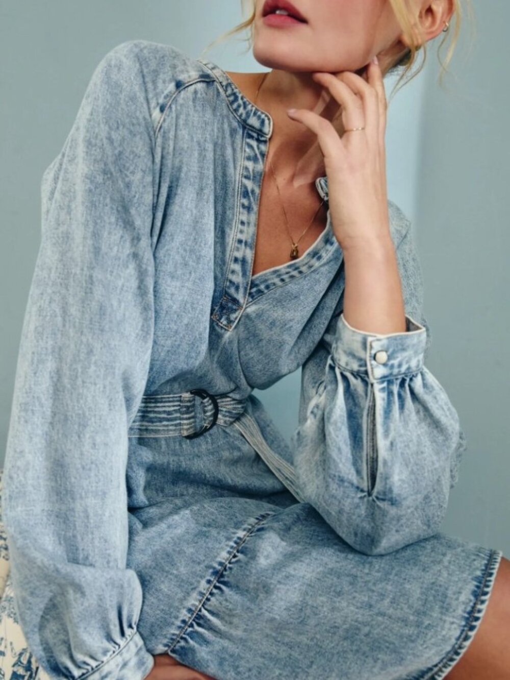 Rails Lila Long Sleeve Belted Denim Dress